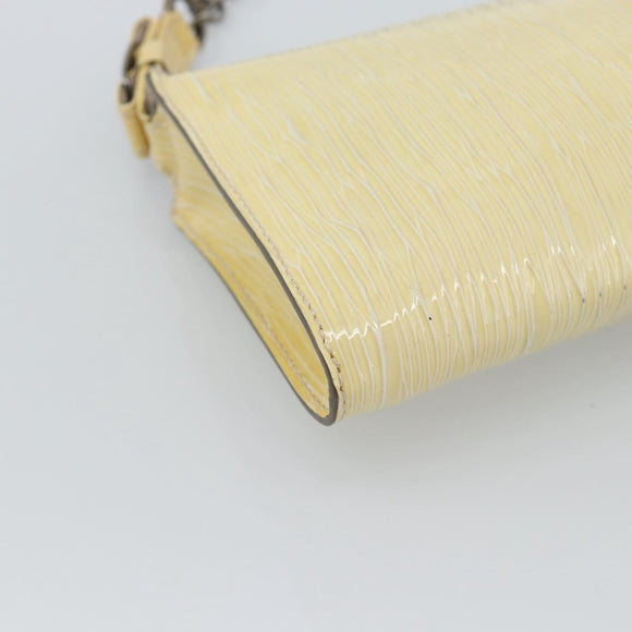 Salvatore Ferragamo Vala Chain Umhängetasche Lackleder Ivory Auth 182995A