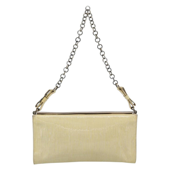 Salvatore Ferragamo Vala Chain Umhängetasche Lackleder Ivory Auth 182995A