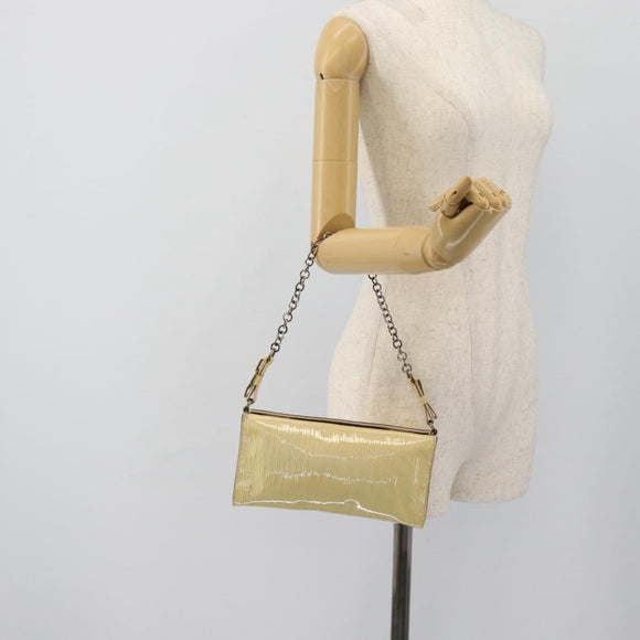 Salvatore Ferragamo Vala Chain Umhängetasche Lackleder Ivory Auth 182995A