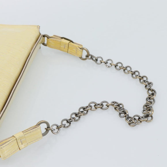 Salvatore Ferragamo Vala Chain Umhängetasche Lackleder Ivory Auth 182995A