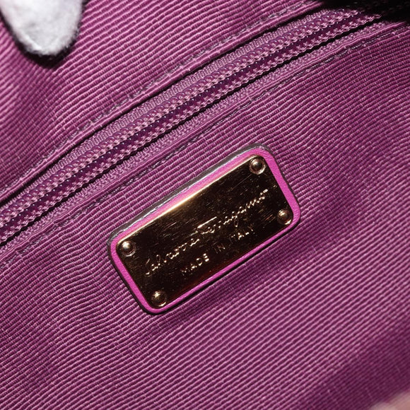 Salvatore Ferragamo Vala Shoulder Bag Nylon Purple Gold Auth 182996A