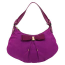 Salvatore Ferragamo Vala Shoulder Bag Nylon Purple Gold Auth 182996A-13