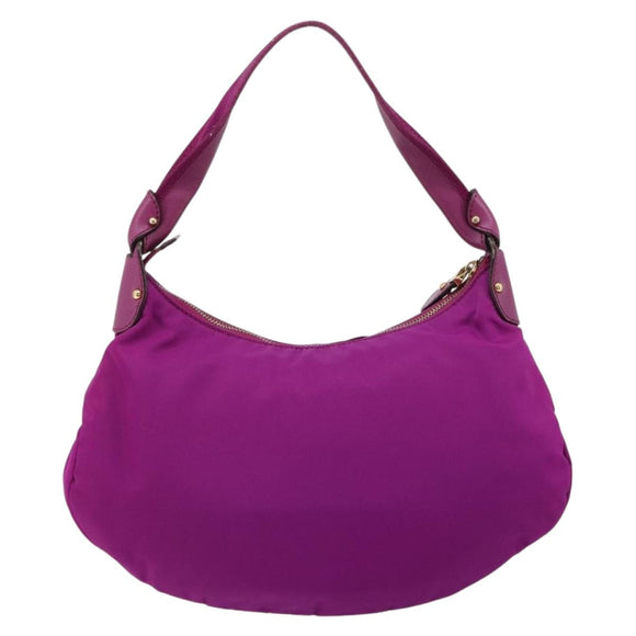Salvatore Ferragamo Vala Shoulder Bag Nylon Purple Gold Auth 182996A