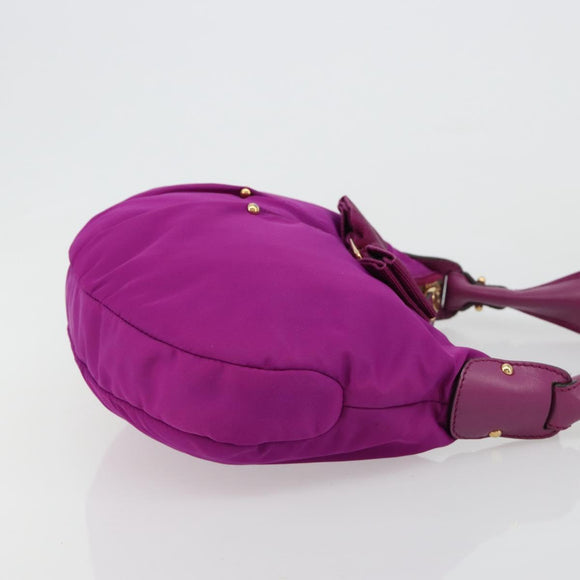 Salvatore Ferragamo Vala Shoulder Bag Nylon Purple Gold Auth 182996A