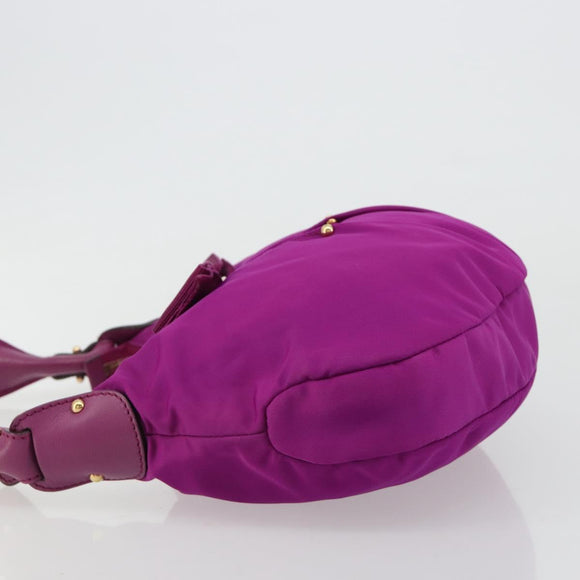 Salvatore Ferragamo Vala Shoulder Bag Nylon Purple Gold Auth 182996A