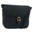 Salvatore Ferragamo Gancini Shoulder Bag Suede Navy Gold Auth 182997-1
