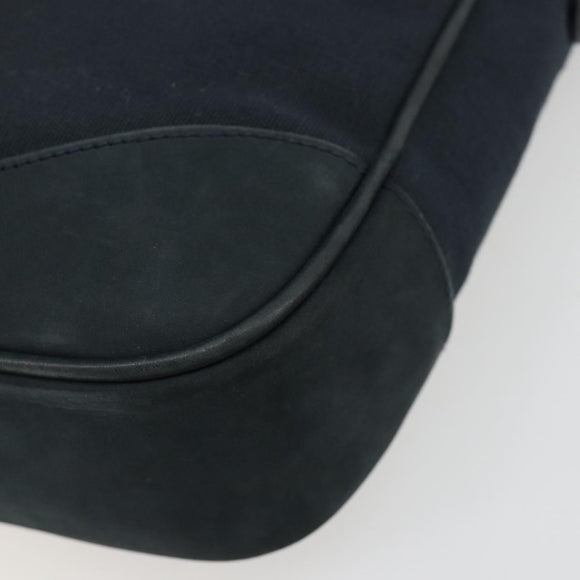 Salvatore Ferragamo Gancini Shoulder Bag Suede Navy Gold Auth 182997