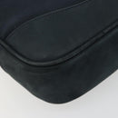 Salvatore Ferragamo Gancini Shoulder Bag Suede Navy Gold Auth 182997-11