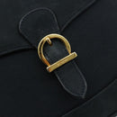 Salvatore Ferragamo Gancini Shoulder Bag Suede Navy Gold Auth 182997-14