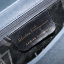 Salvatore Ferragamo Gancini Shoulder Bag Suede Navy Gold Auth 182997-16