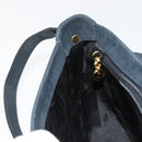 Salvatore Ferragamo Gancini Shoulder Bag Suede Navy Gold Auth 182997-19