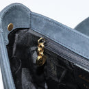 Salvatore Ferragamo Gancini Shoulder Bag Suede Navy Gold Auth 182997-20