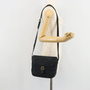 Salvatore Ferragamo Gancini Shoulder Bag Suede Navy Gold Auth 182997-22
