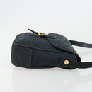 Salvatore Ferragamo Gancini Shoulder Bag Suede Navy Gold Auth 182997-4