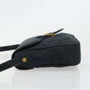 Salvatore Ferragamo Gancini Shoulder Bag Suede Navy Gold Auth 182997-5