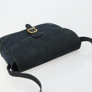 Salvatore Ferragamo Gancini Shoulder Bag Suede Navy Gold Auth 182997-6