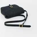 Salvatore Ferragamo Gancini Shoulder Bag Suede Navy Gold Auth 182997-7