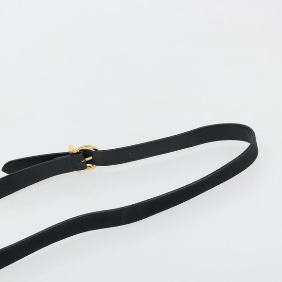 Salvatore Ferragamo Gancini Shoulder Bag Suede Navy Gold Auth 182997