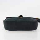 Salvatore Ferragamo Gancini Shoulder Bag Suede Navy Gold Auth 182997-9