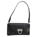 Salvatore Ferragamo Gancini Shoulder Bag Leather Black Silver Auth 182998A-1