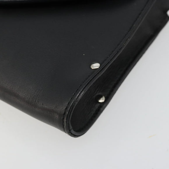 Salvatore Ferragamo Gancini Shoulder Bag Leather Black Silver Auth 182998A