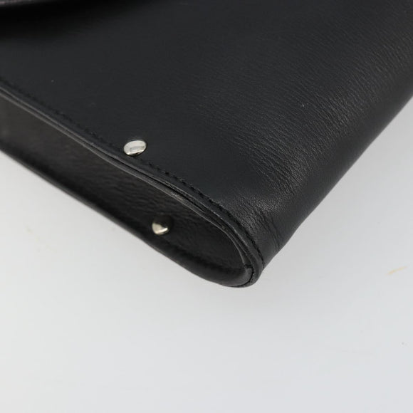 Salvatore Ferragamo Gancini Shoulder Bag Leather Black Silver Auth 182998A