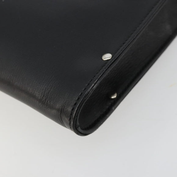 Salvatore Ferragamo Gancini Shoulder Bag Leather Black Silver Auth 182998A