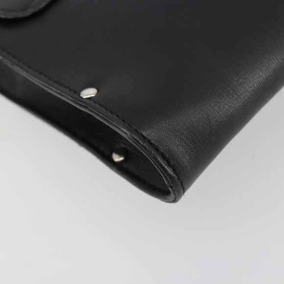 Salvatore Ferragamo Gancini Shoulder Bag Leather Black Silver Auth 182998A