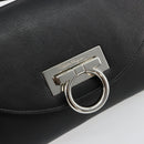 Salvatore Ferragamo Gancini Shoulder Bag Leather Black Silver Auth 182998A-17