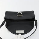 Salvatore Ferragamo Gancini Shoulder Bag Leather Black Silver Auth 182998A-10