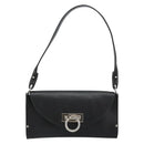 Salvatore Ferragamo Gancini Shoulder Bag Leather Black Silver Auth 182998A-13