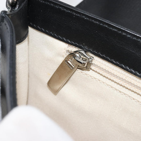 Salvatore Ferragamo Gancini Shoulder Bag Leather Black Silver Auth 182998A