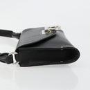 Salvatore Ferragamo Gancini Shoulder Bag Leather Black Silver Auth 182998A-4