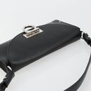 Salvatore Ferragamo Gancini Shoulder Bag Leather Black Silver Auth 182998A-6