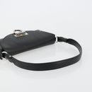 Salvatore Ferragamo Gancini Shoulder Bag Leather Black Silver Auth 182998A-7