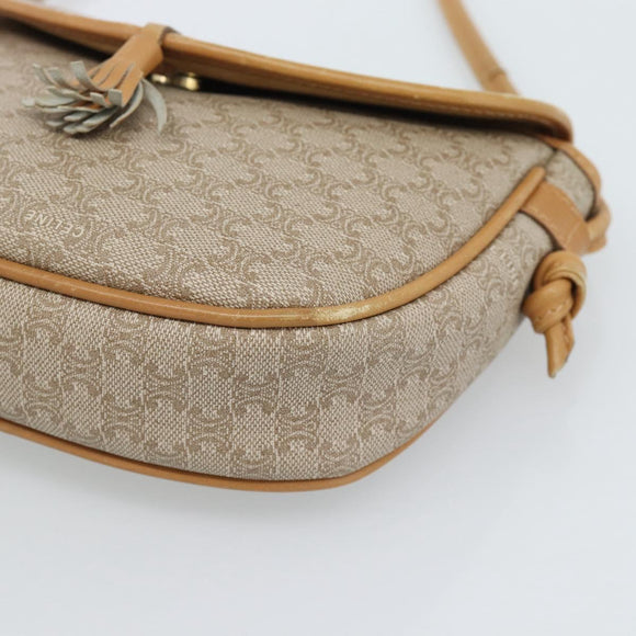 CELINE Macadam Canvas Shoulder Bag PVC Beige Gold Auth 183000A