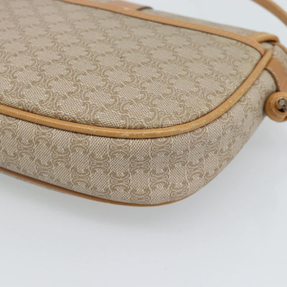 CELINE Macadam Canvas Shoulder Bag PVC Beige Gold Auth 183000A