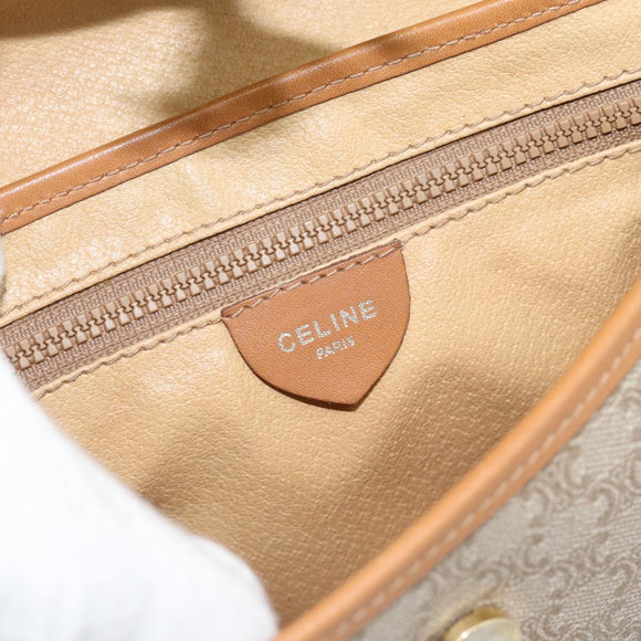 CELINE Macadam Canvas Shoulder Bag PVC Beige Gold Auth 183000A
