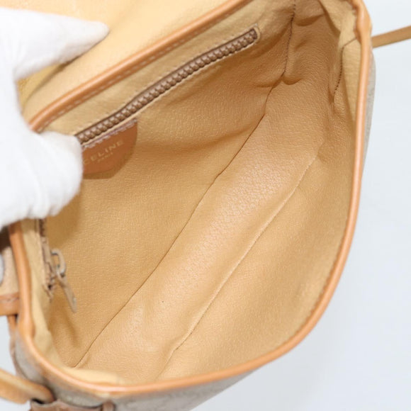 CELINE Macadam Canvas Shoulder Bag PVC Beige Gold Auth 183000A