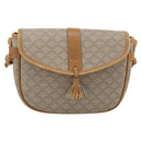 CELINE Macadam Canvas Shoulder Bag PVC Beige Gold Auth 183000A-13