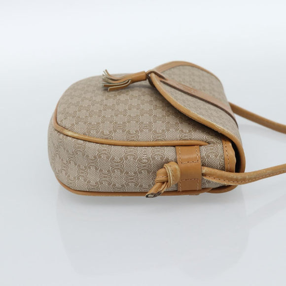 CELINE Macadam Canvas Shoulder Bag PVC Beige Gold Auth 183000A