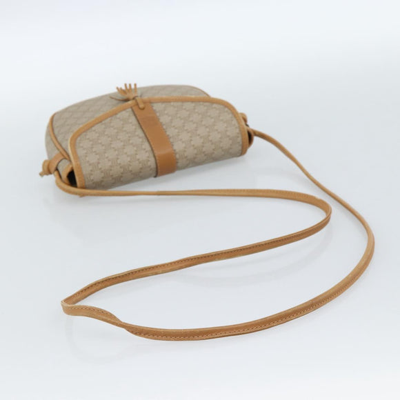 CELINE Macadam Canvas Shoulder Bag PVC Beige Gold Auth 183000A