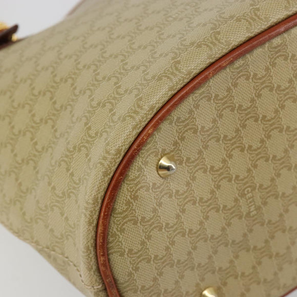 CELINE Macadam Canvas Tote Bag PVC Beige Gold Auth 183002