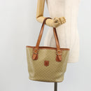 CELINE Macadam Canvas Tote Bag PVC Beige Gold Auth 183002-24