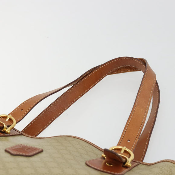 CELINE Macadam Canvas Tote Bag PVC Beige Gold Auth 183002