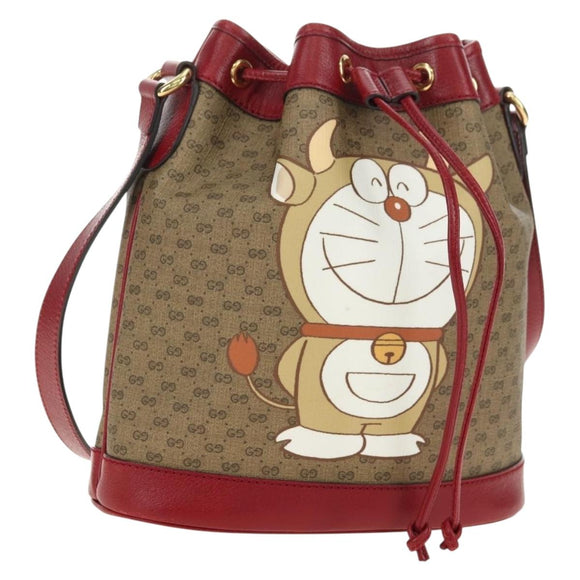 GUCCI Micro GG Supreme Doraemon x Fujiko-Pro Bag PVC Beige 655597 Auth 183006M