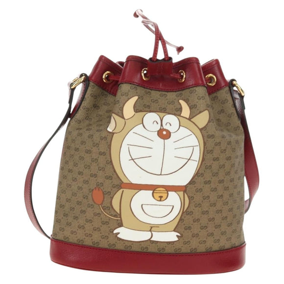 GUCCI Micro GG Supreme Doraemon x Fujiko-Pro Bag PVC Beige 655597 Auth 183006M