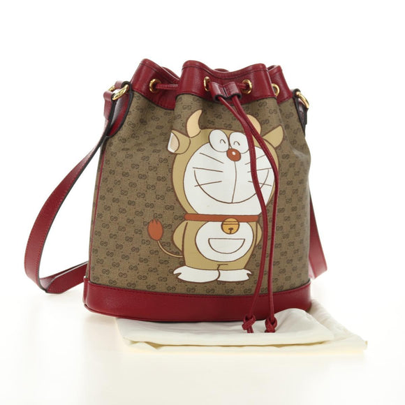 GUCCI Micro GG Supreme Doraemon x Fujiko-Pro Bag PVC Beige 655597 Auth 183006M