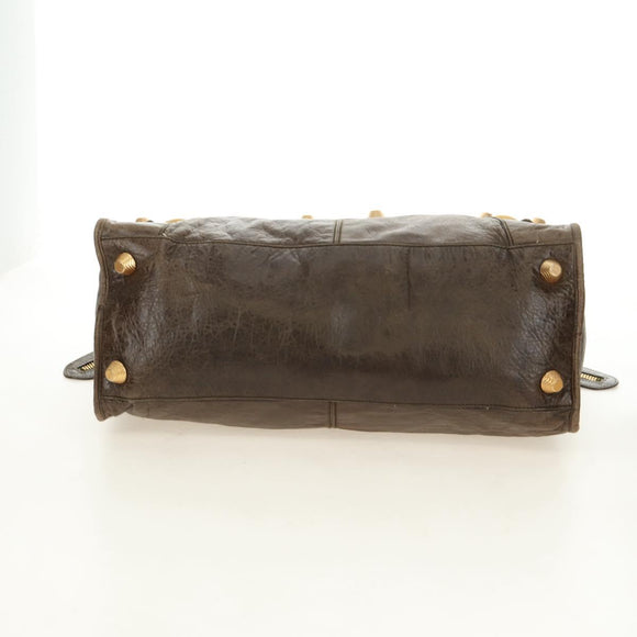 BALENCIAGA The Giant Part Time Bag Leather 2way Brown Gold 173082 Auth 183007M