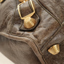 BALENCIAGA The Giant Part Time Bag Leather 2way Brown Gold 173082 Auth 183007M-13
